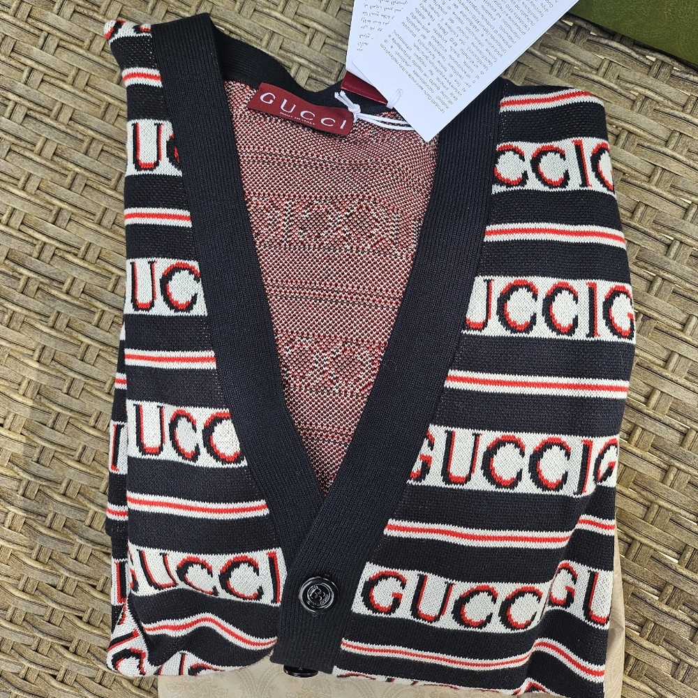 Gucci Black and Red Logo Cardigan - Picture 4 of 14